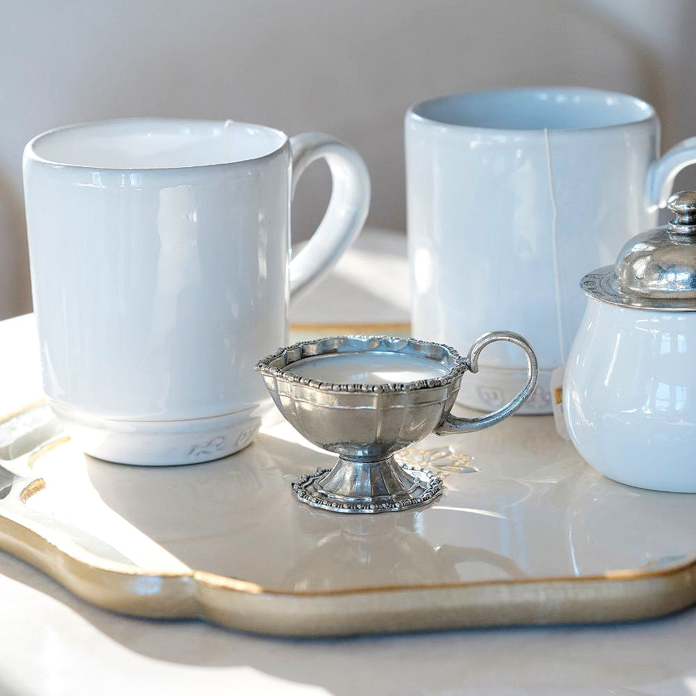 Vintage Beaded Pewter Piccolo Creamer