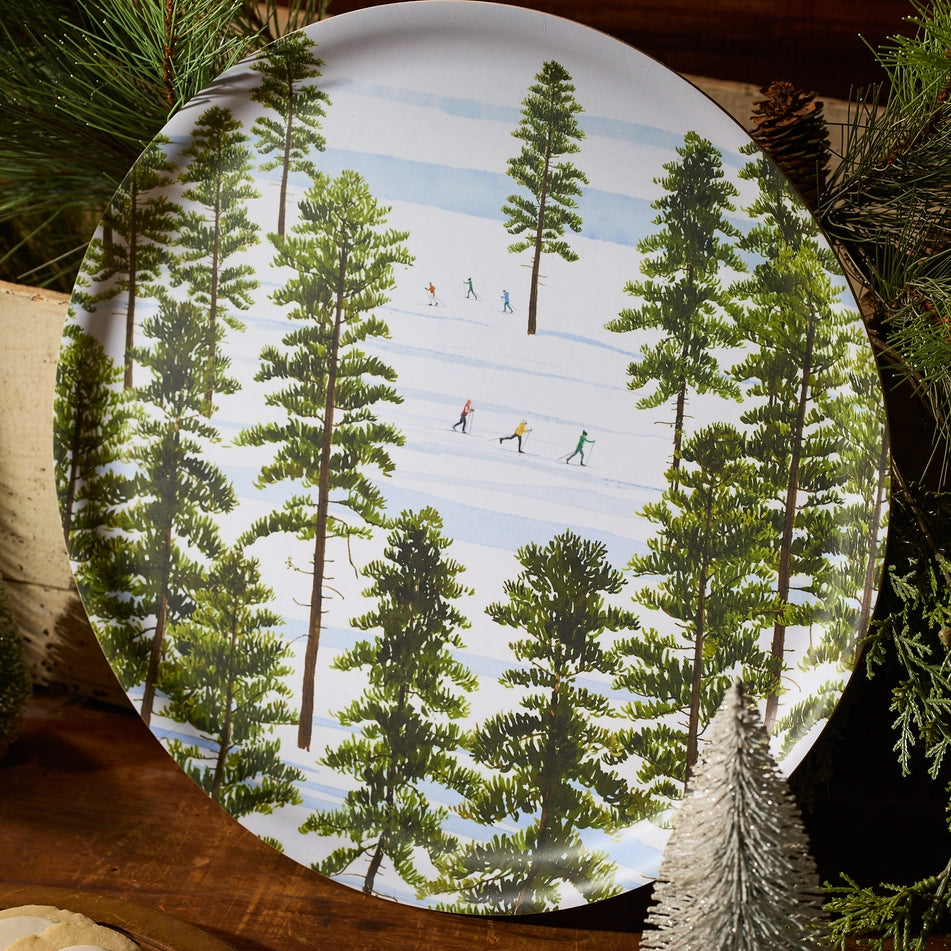 Caskata Winter Skiers Large Round Tray by Felix Doolittle