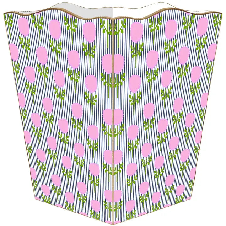 Marigold Ticking Stripe Pink By Laura Park Wastebasket