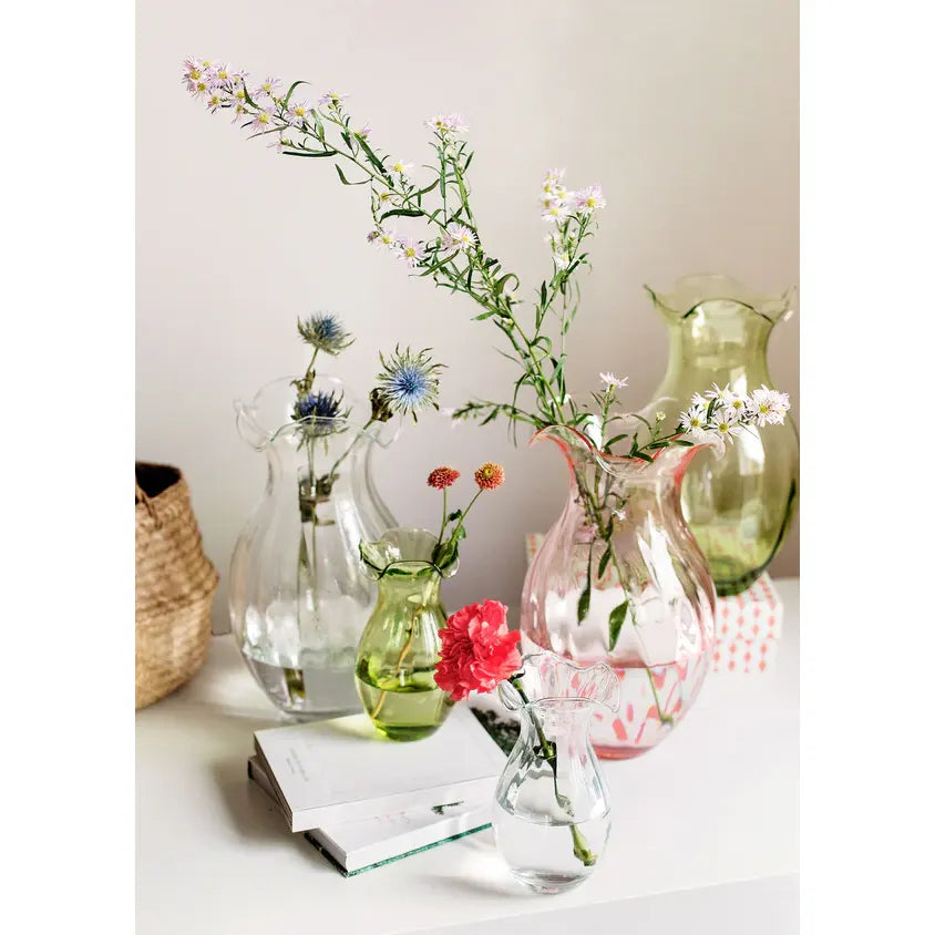 Hibiscus Glass Pink Vertical Fluted Small Vase