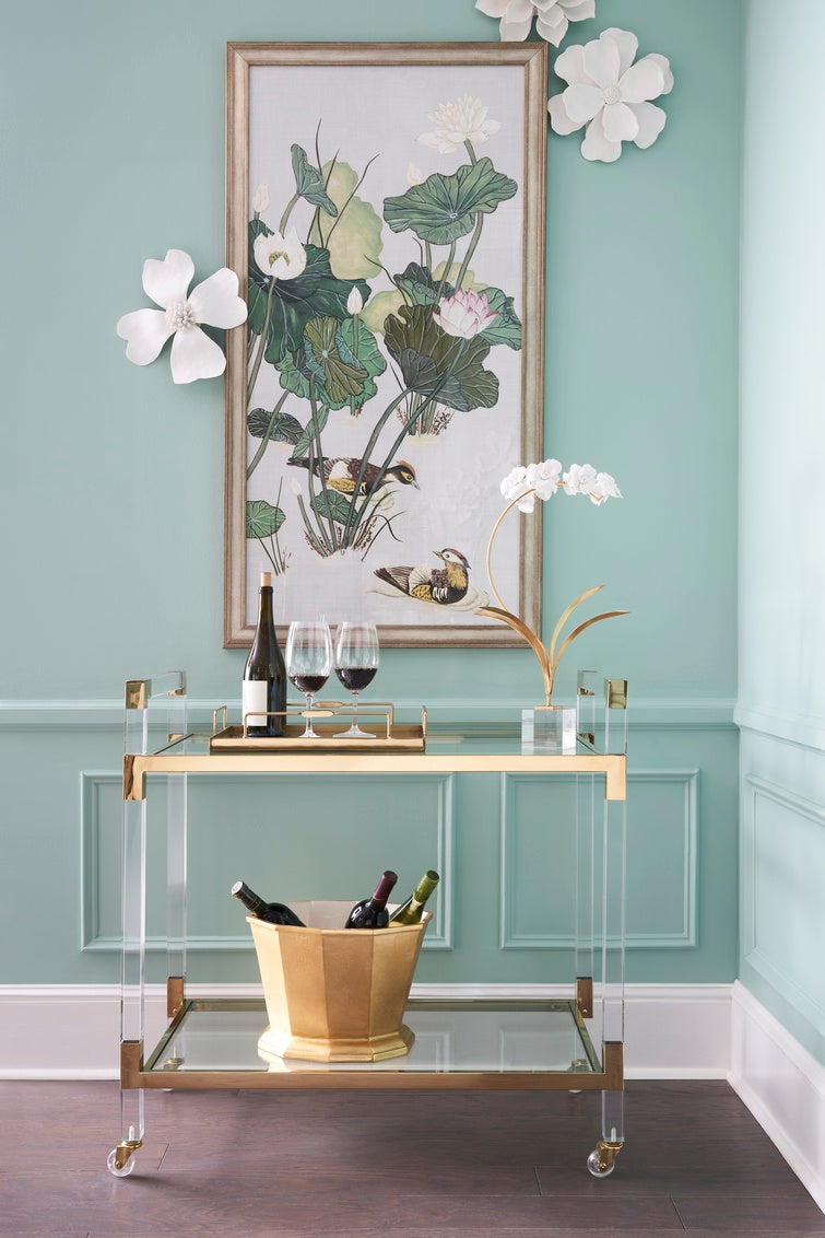 Chelsea House Acrylic Bar Cart - Brass