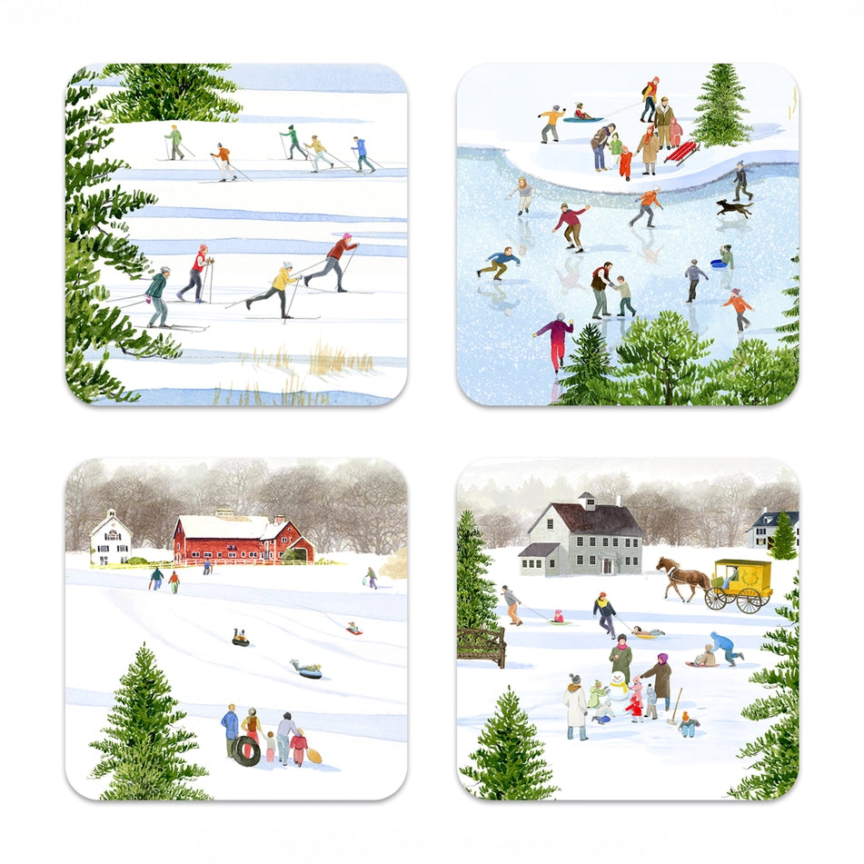 Caskata Winter Birchwood Coasters, Set of 4