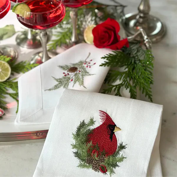Christmas Cardinal Linen Towel, Set of 2