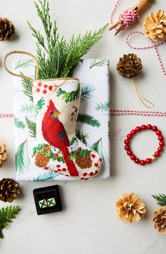 Christmas Cardinal Bauble Stocking