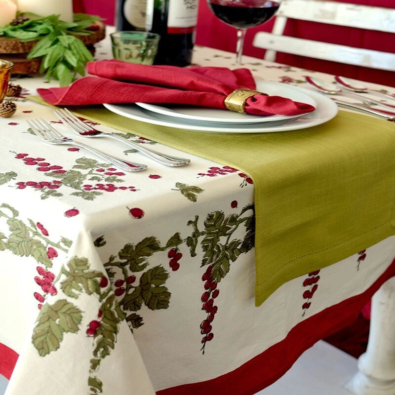 Gooseberry Red & Green French Tablecloth
