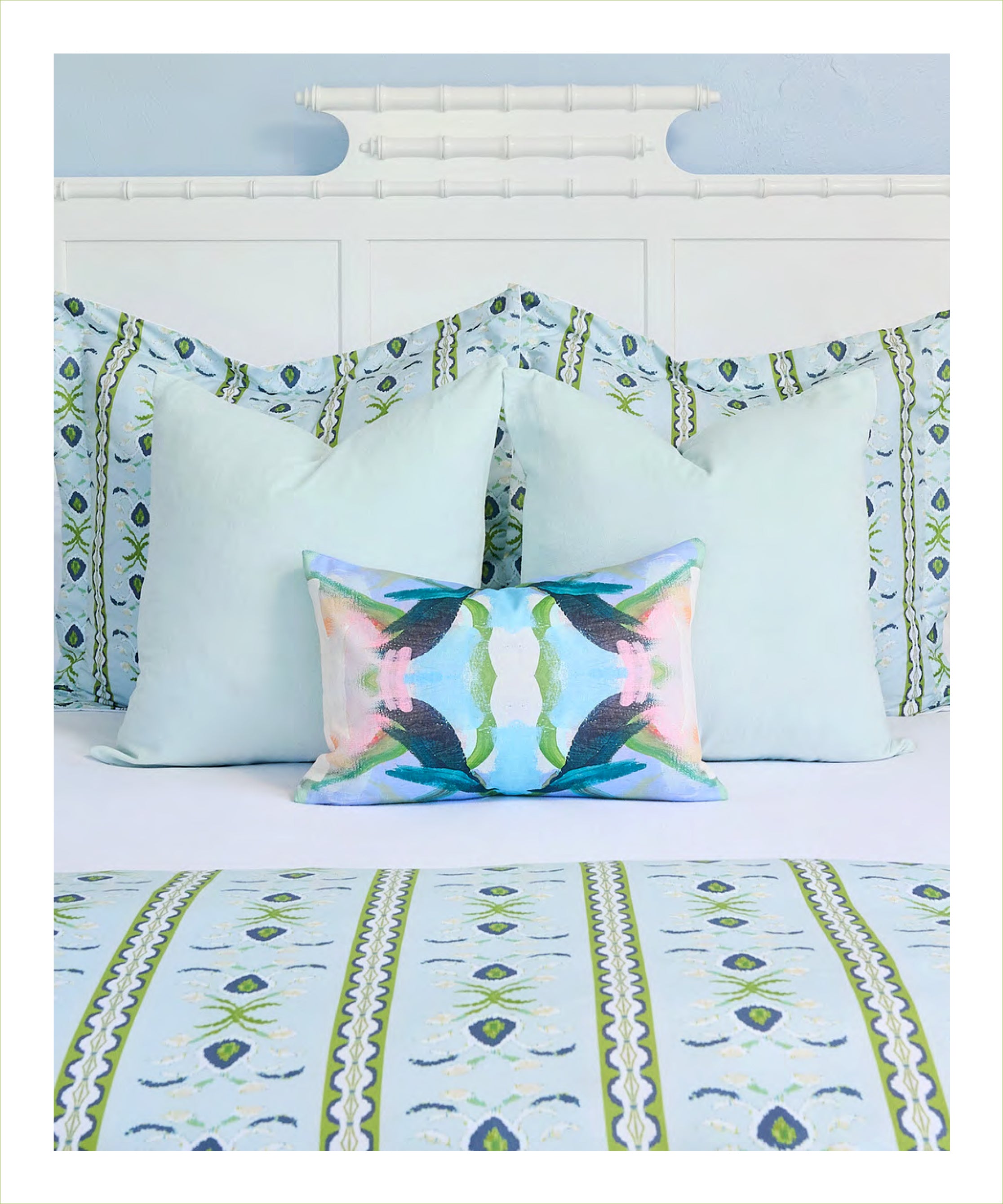Rosemary Stripe Lagoon Microlux Duvet Cover