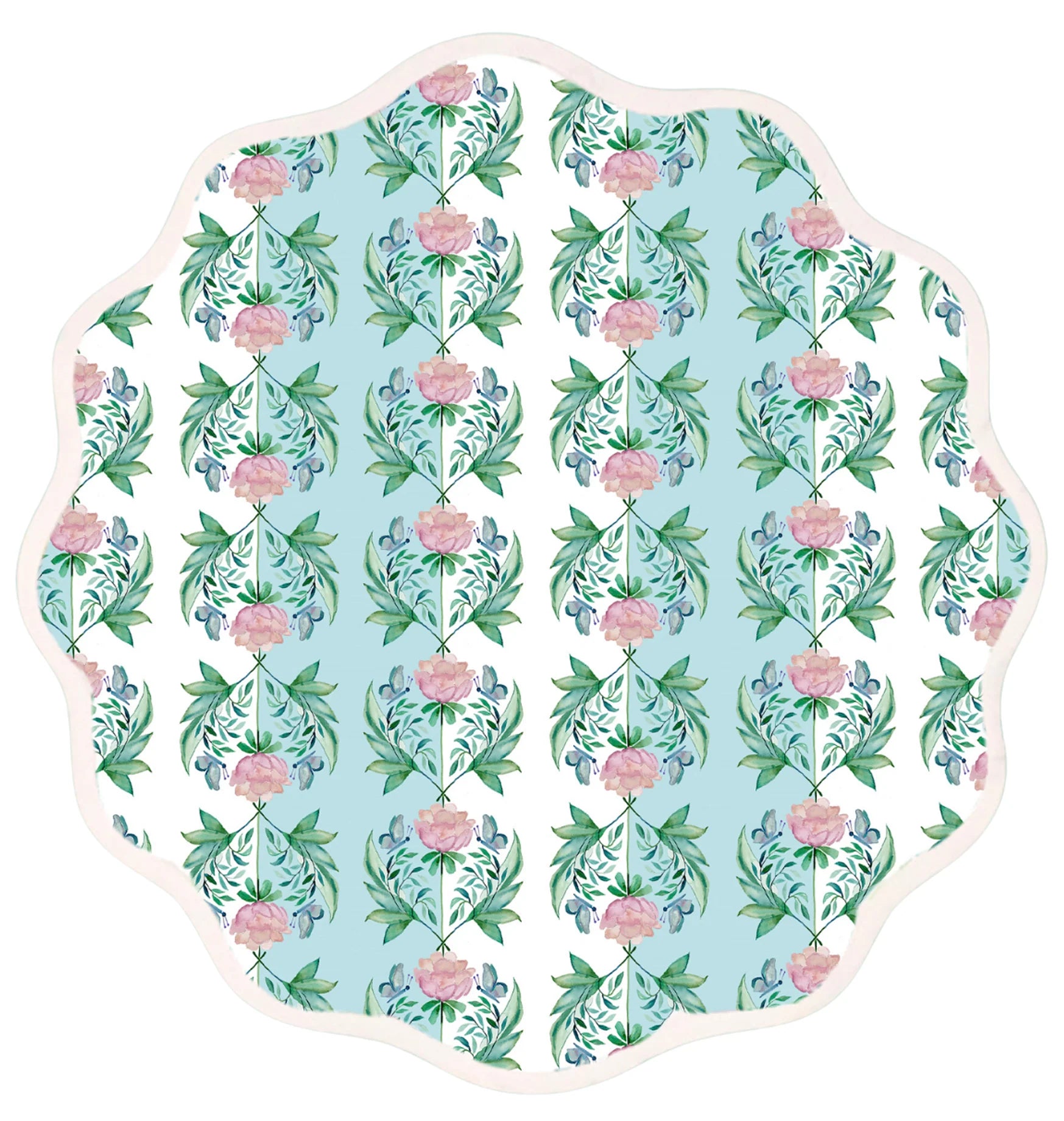 Garden Rose Round Scalloped Placemat, Set of 4
