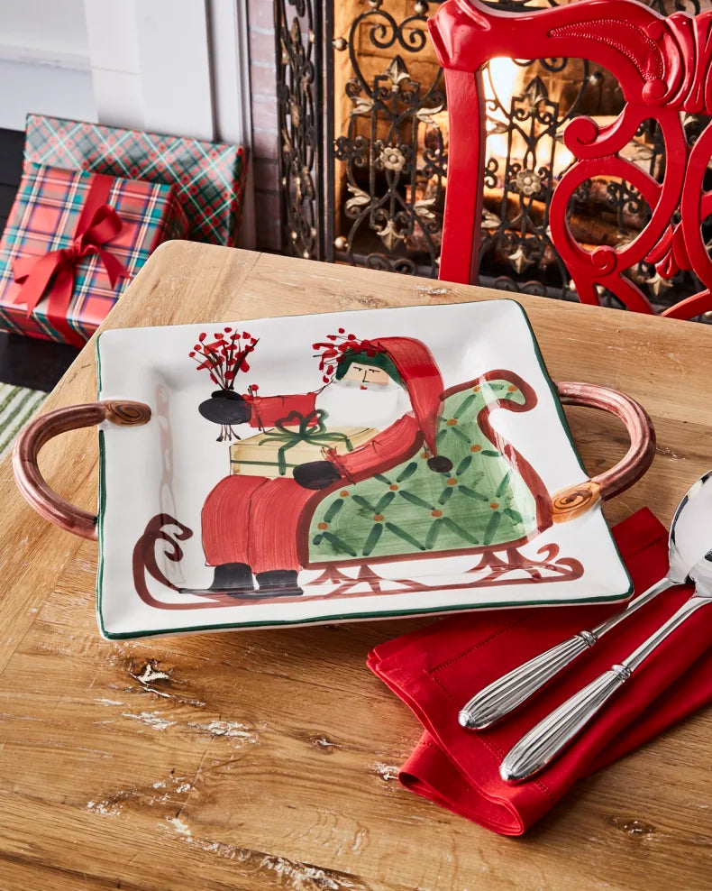 Old St. Nick Handled Square Platter
