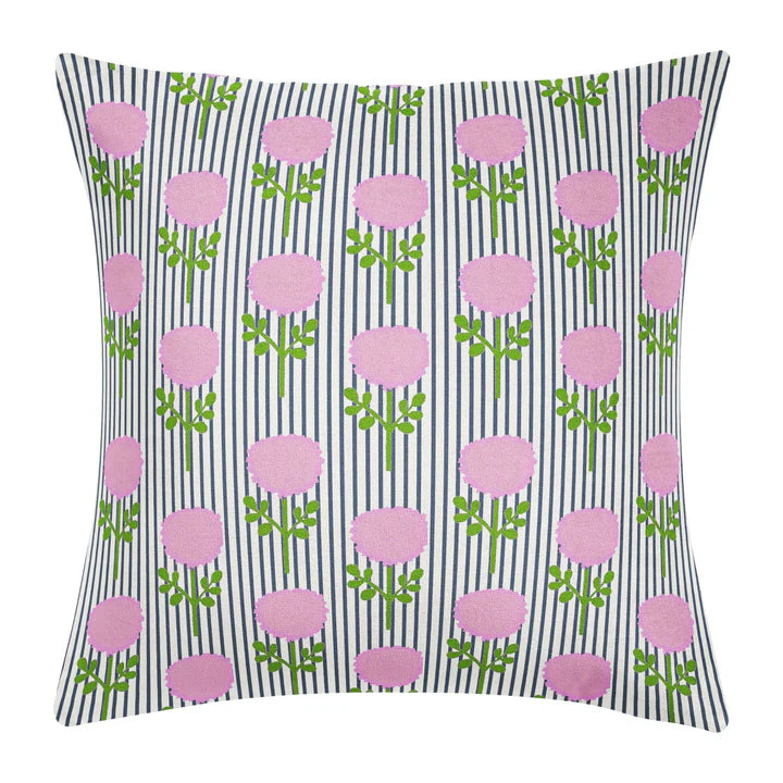 Marigold Ticking Stripe Pink Decorative Pillow