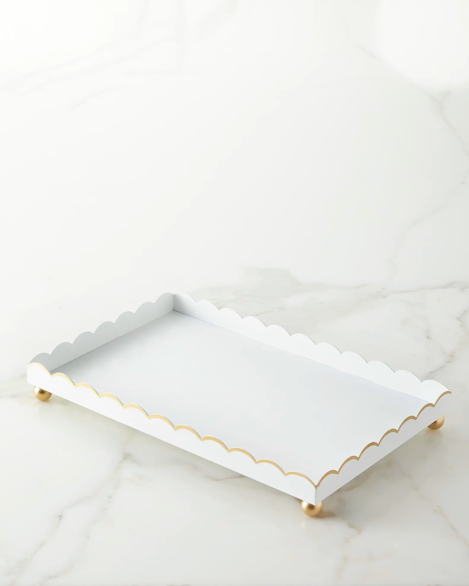 Eloise Rectangular White & Gold Tray