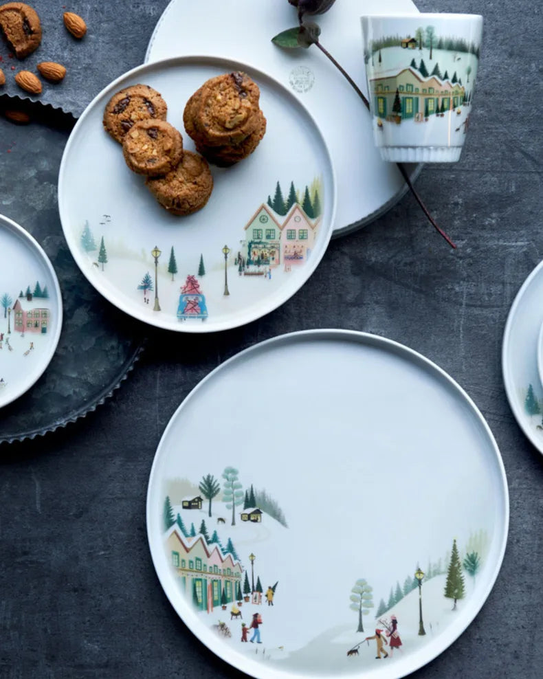 Pillivuyt Winter Decor Toulouse 7.8" Plates, Set of 4