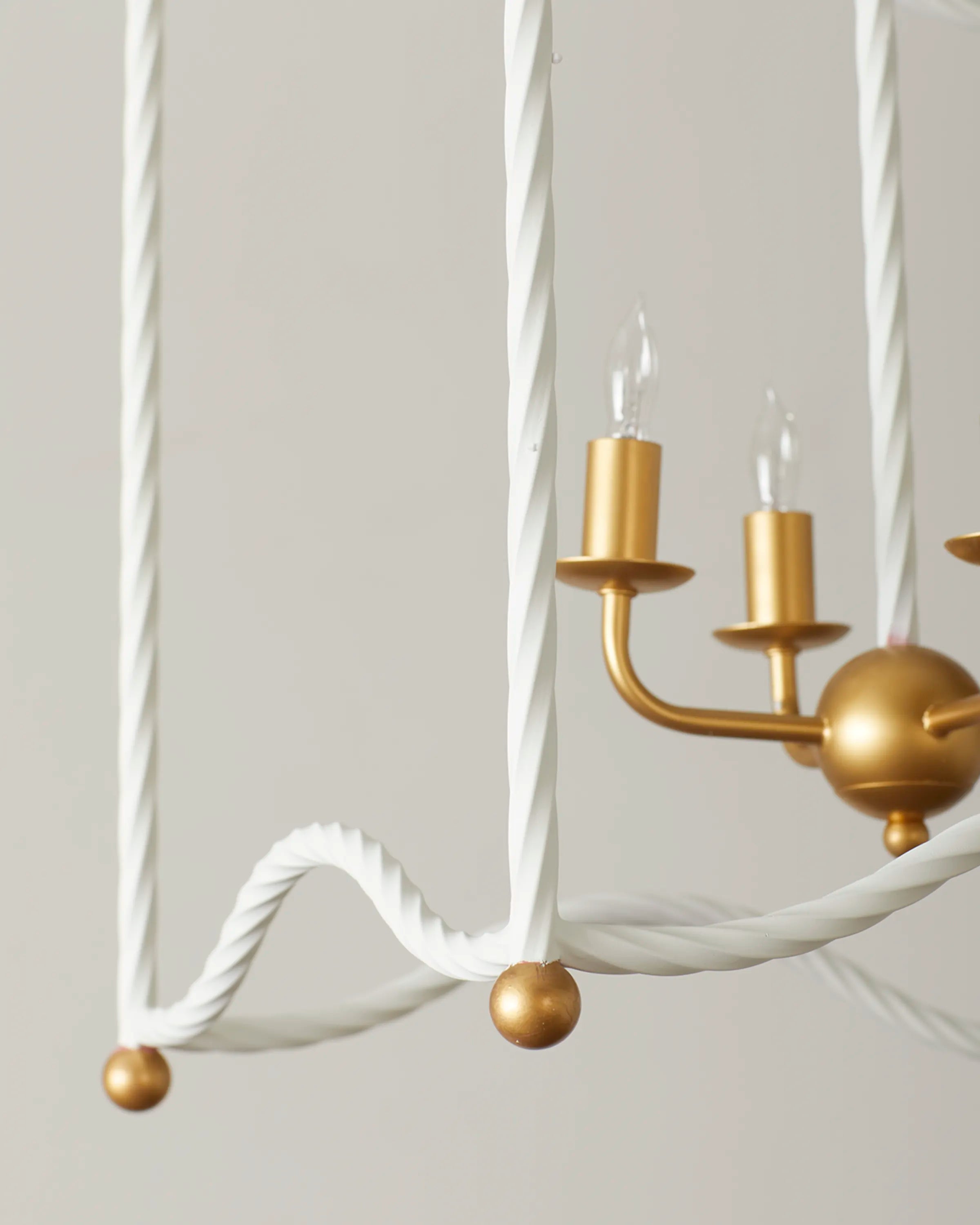 Marie White and Gold Twisted Metal Lantern