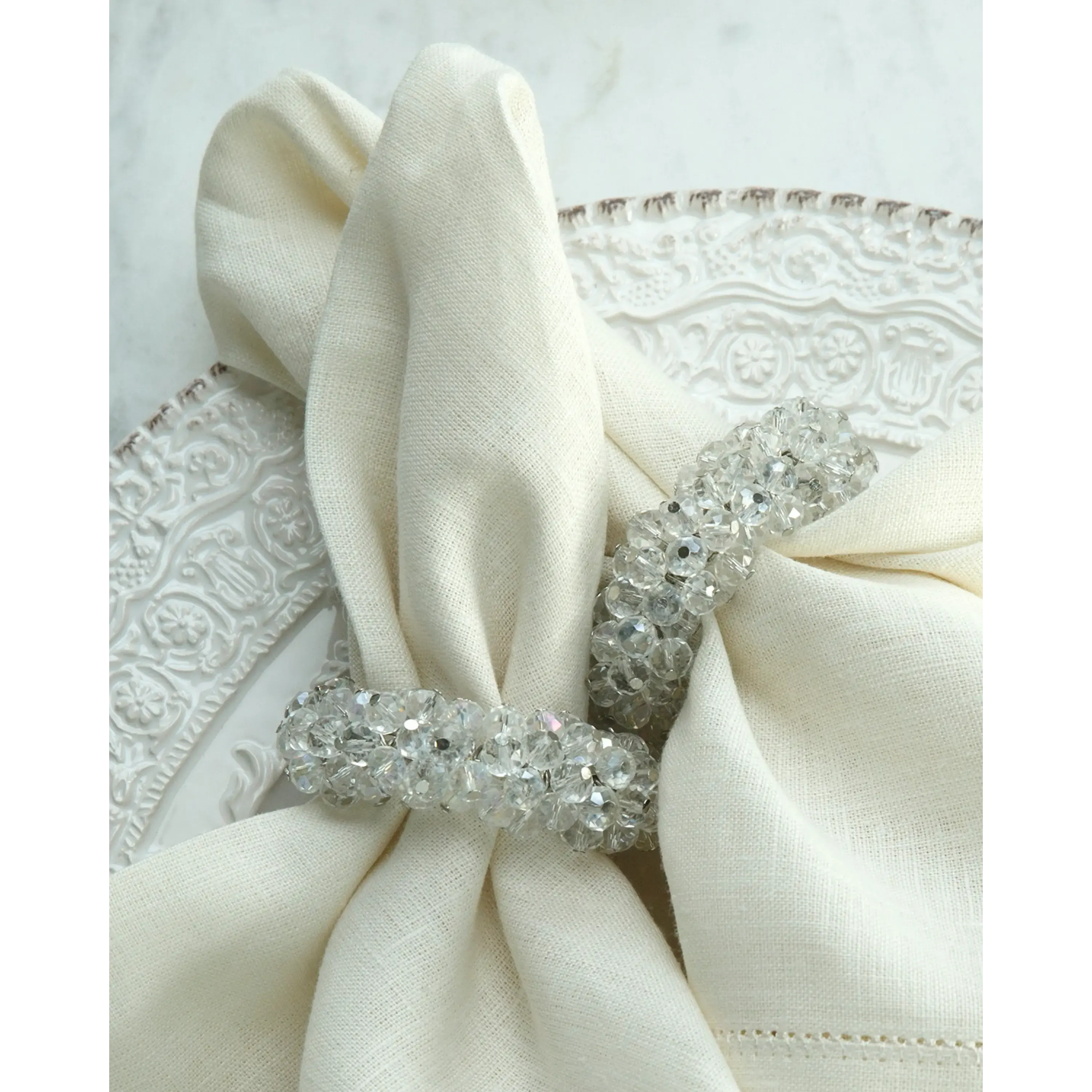 Crystal Napkin Ring Set, Set of 4