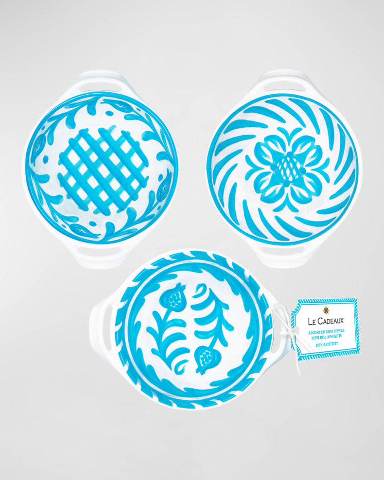 Sicily Melamine Mini Assorted Serving Bowls, Set of 3