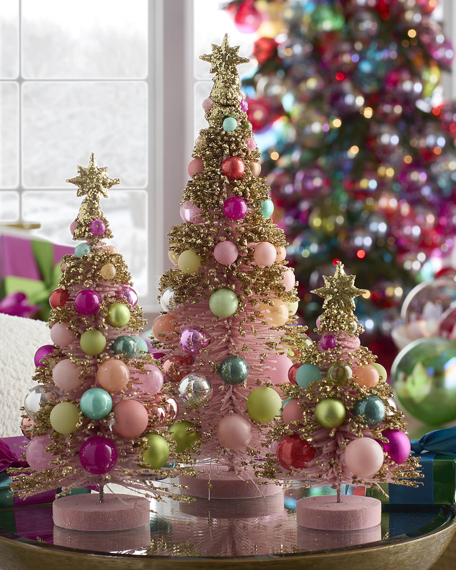 Pink Merry and Bright Trees, Set of 3