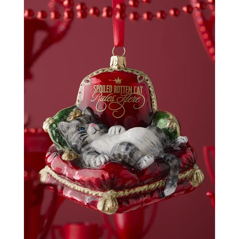 A Spoiled Rotten Cat Rules Here Christmas Ornament