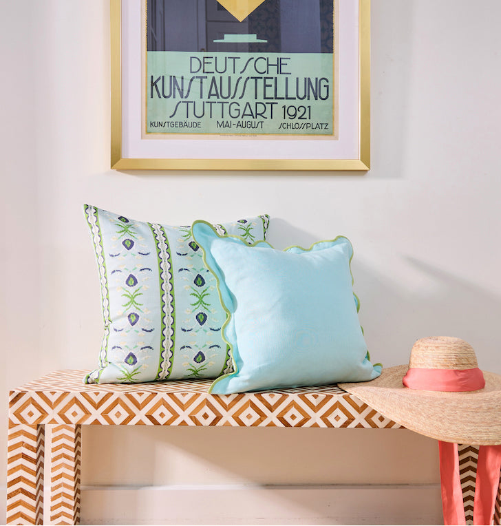 Rosemary Stripe Lagoon Decorative Pillow