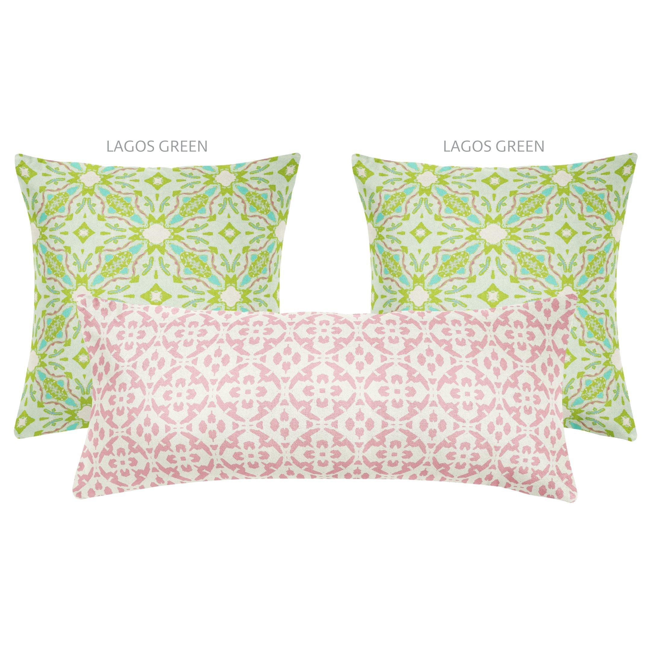 Porto Tiles Blush Bolster Pillow, 14" x 36"