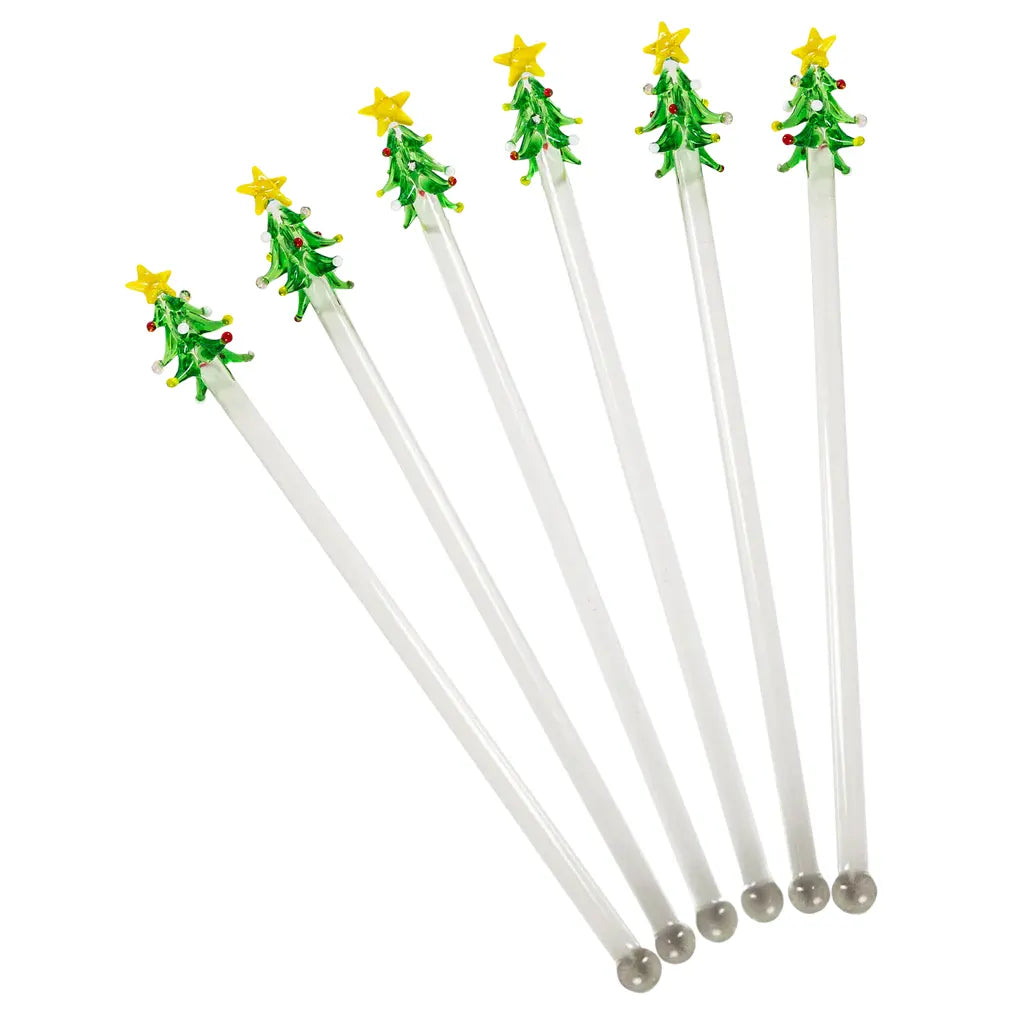Christmas Tree Swizzle Sticks, Set of 6