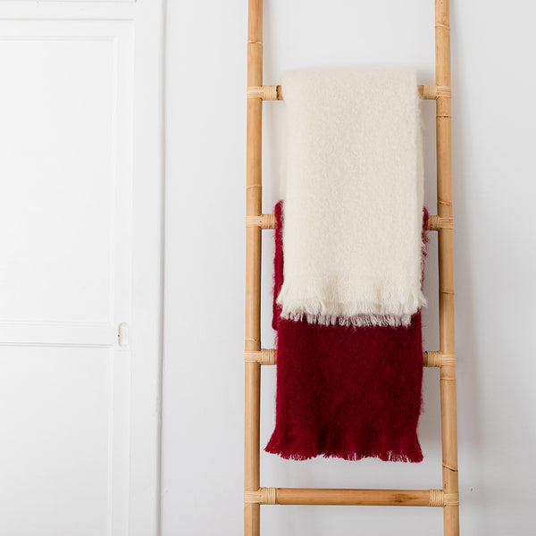 Cream Brushed Mohair Throw