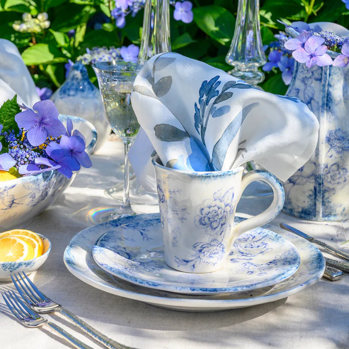 Blue Floral Watercolor Large Napkin, Set of 4