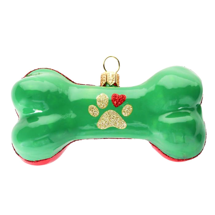 Love is a Wet Nose and Happy Tail Dog Bone Christmas Ornament