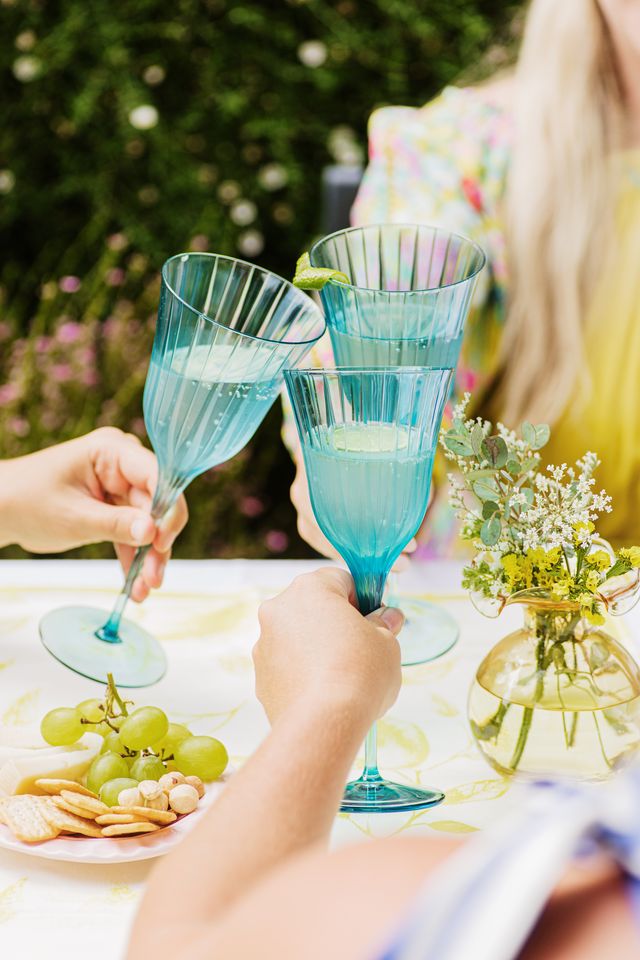 Natalia Teal Water Glass