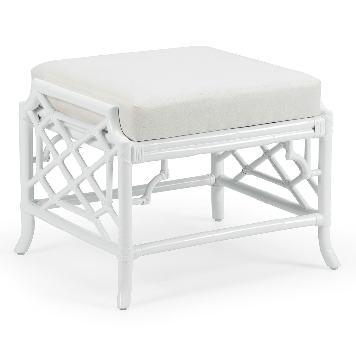 Wildwood Palm Ottoman, White