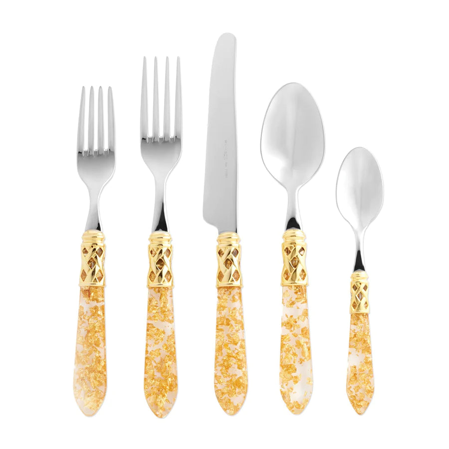 Vietri Aladdin Brilliant Five-Piece Place Setting, Gold Fleck