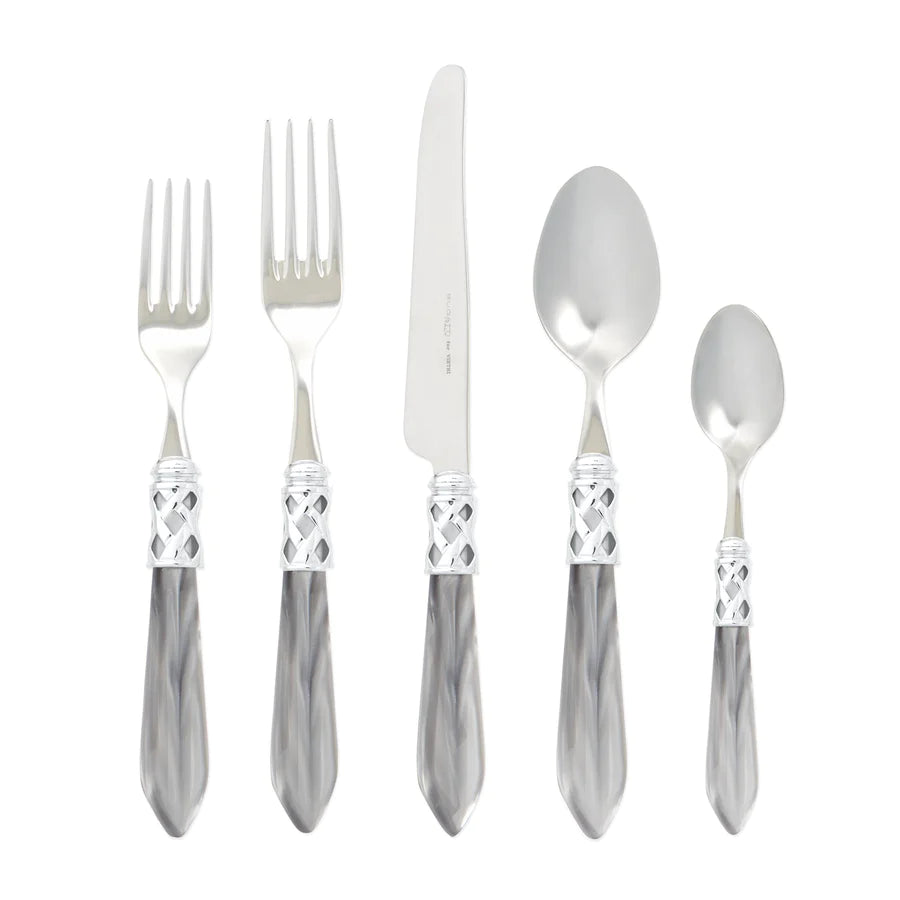 Vietri Aladdin Brilliant Five-Piece Place Setting, Light Gray