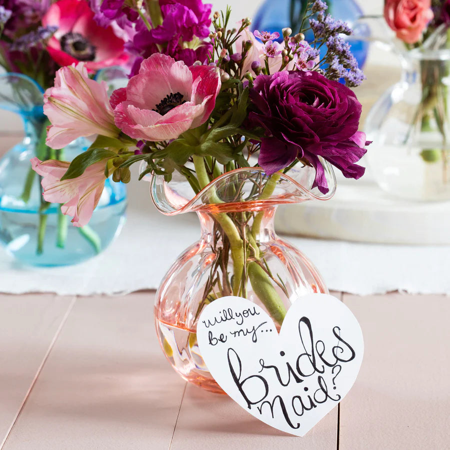 Vietri Hibiscus Glass Pink Bud Vase