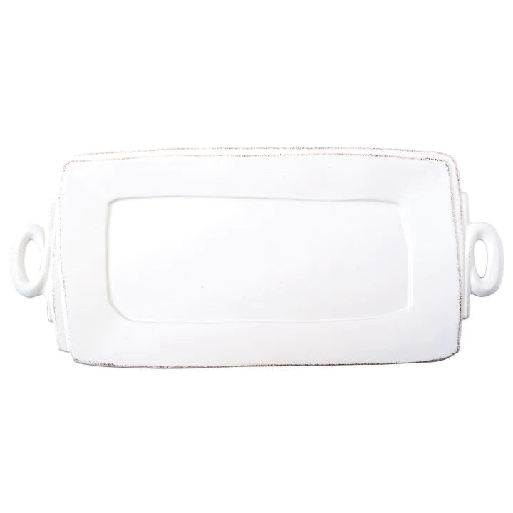 Vietri Lastra Handled Rectangular Platter Whiter