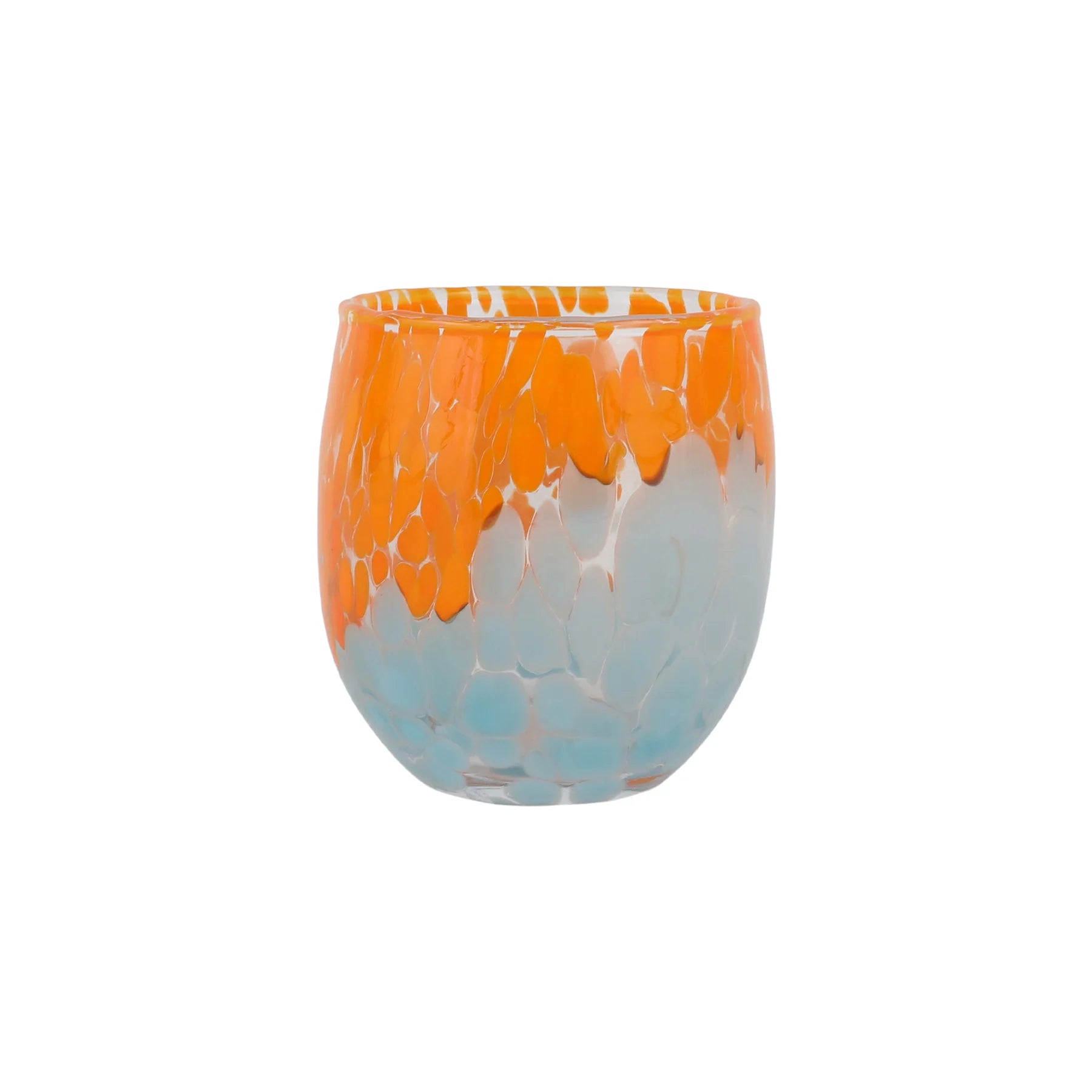 Vietri Orange & Light Blue Double Old Fashioned Glass