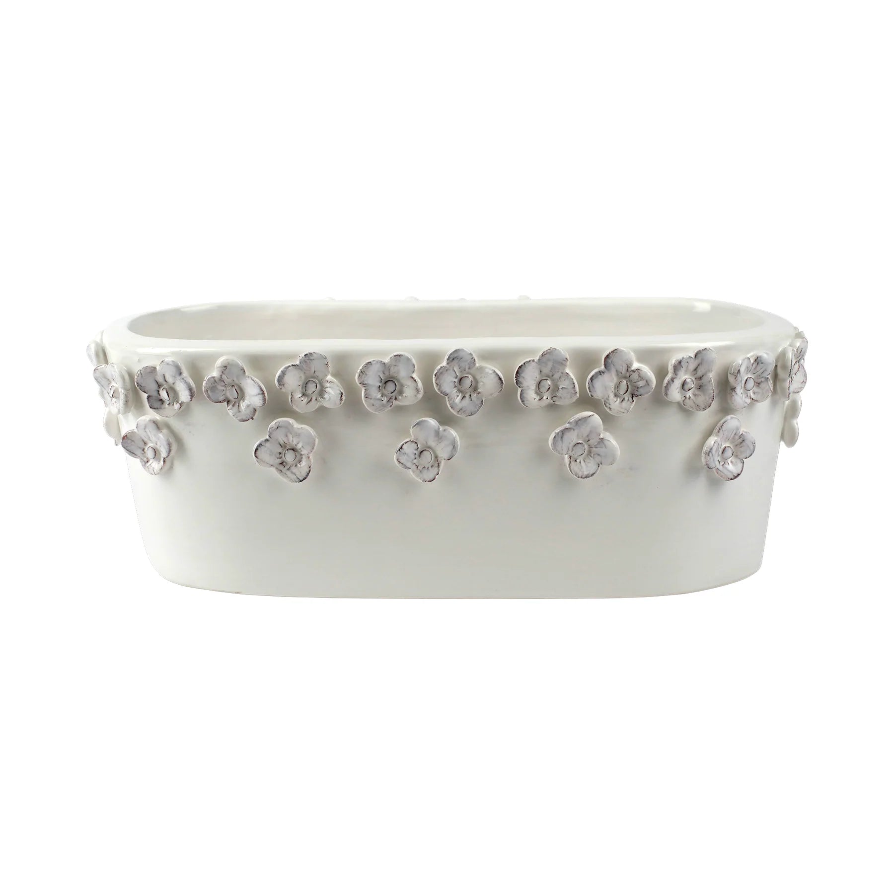 Vietri Rustic Garden Flower Oval Planter