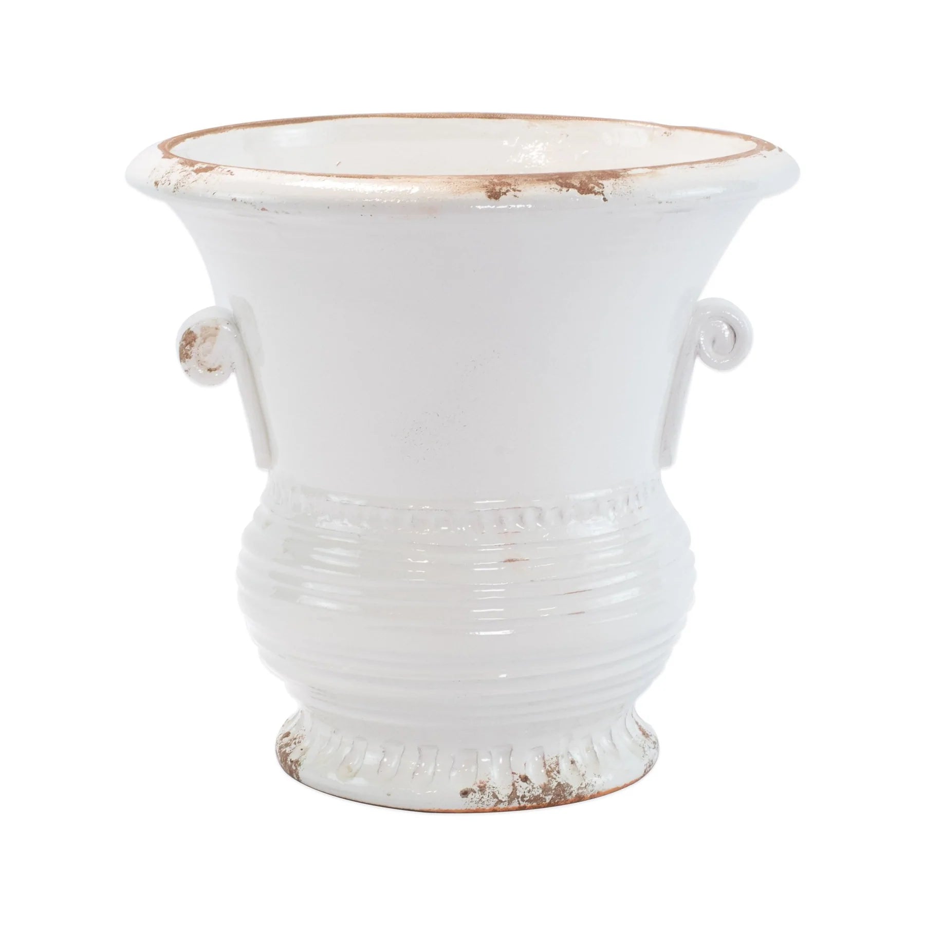 Vietri Rustic Garden White Med Flair Planter