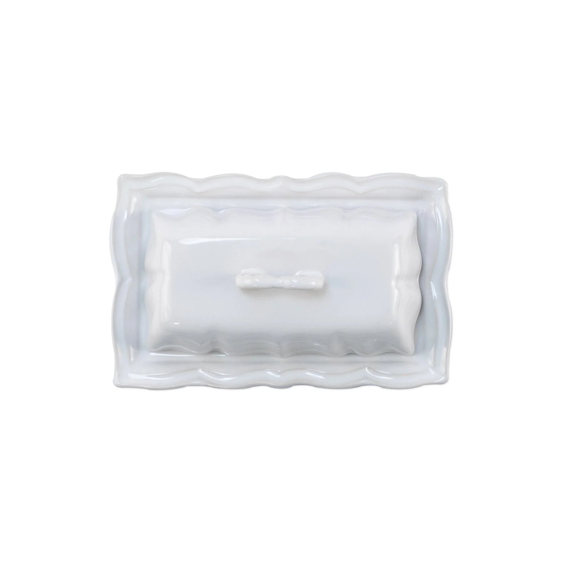 Vietri Incanto Stone White Baroque Butter Dish