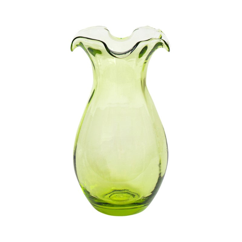 Hibiscus Glass Green Vertical Fluted Small Vase