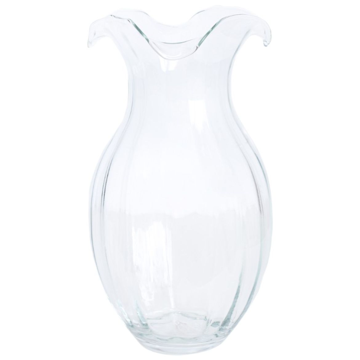 Hibiscus Glass Clear Vertical Fluted Large Vase