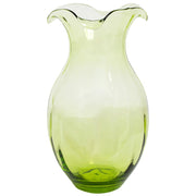 Hibiscus Glass Green Vertical Fluted Large Vase, New!
