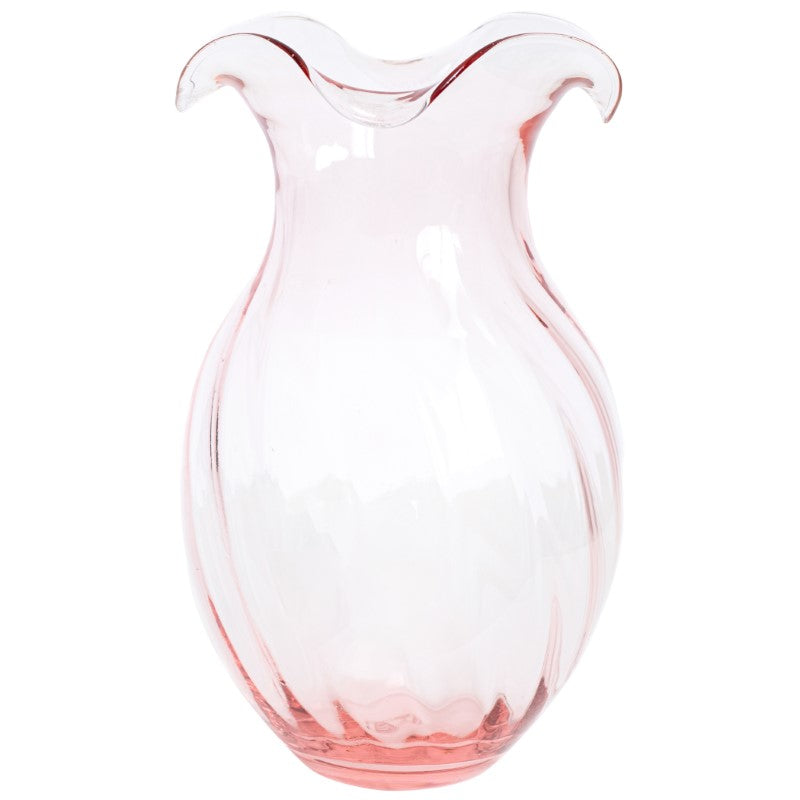 Hibiscus Glass Pink Vertical Fluted Large Vase