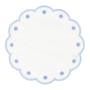 Tessuti White Round Placemats with Cornflower Blue Dots - Set of 4