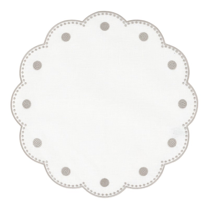 Tessuti White Round Placemats with Natural Dots, Set of 4