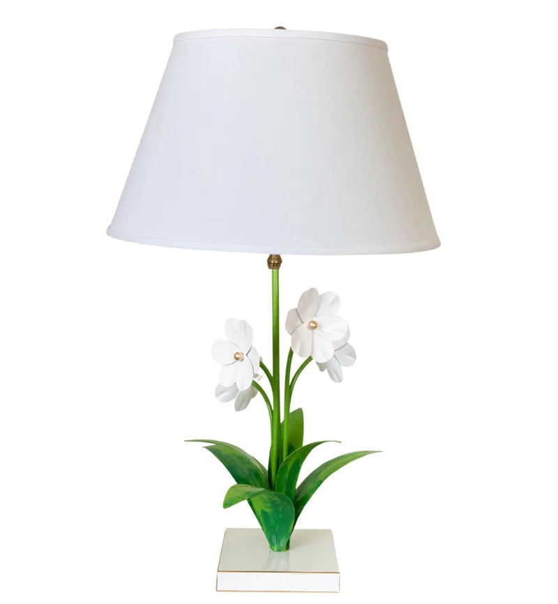 Dana Gibson Tole Fleur Lamp in White