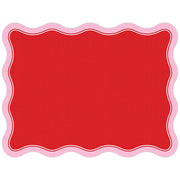 Handpainted Red with Light Pink Linen Border Posh Die-Cut Placemat, Paper