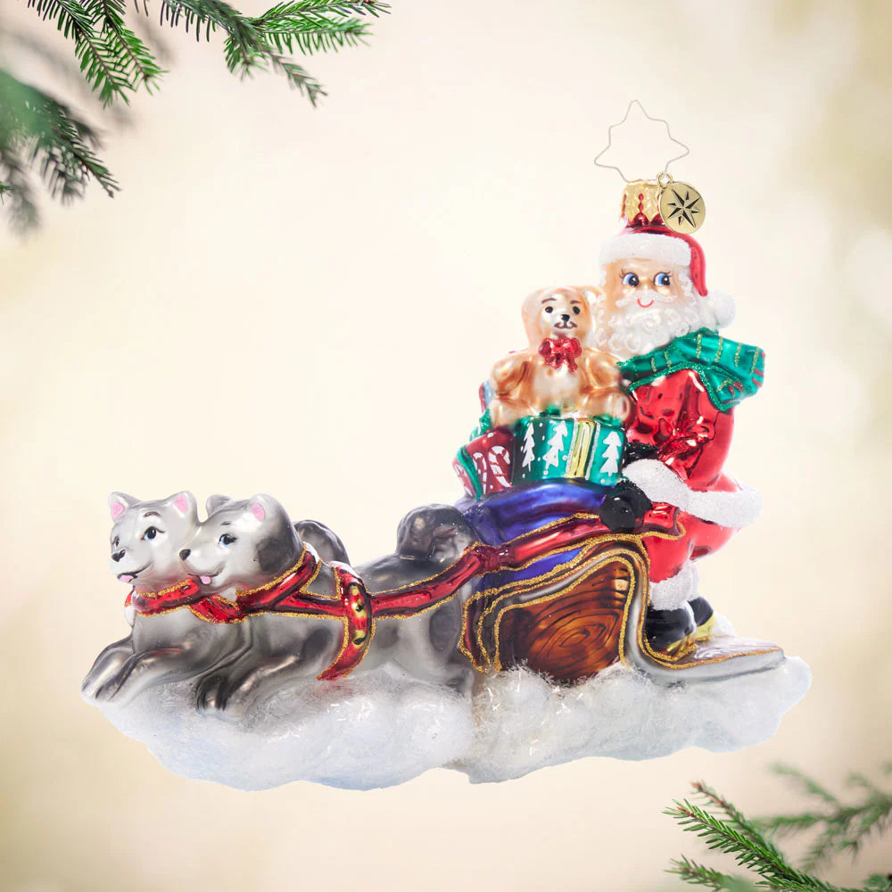 Santa's Snowy Escort Christmas Ornament