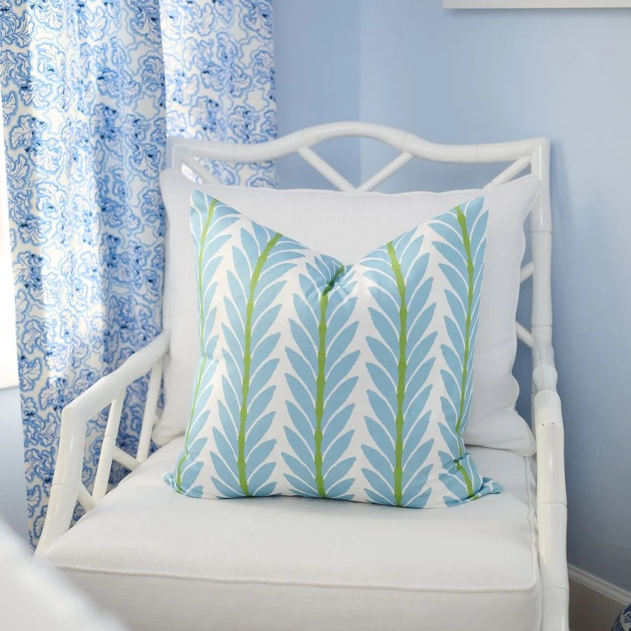 Frond French Blue Decorative Pillow, 22"