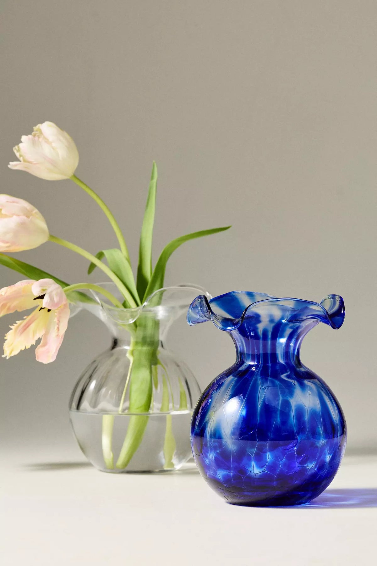 Hibiscus Glass Cobalt Tortoiseshell Medium Fluted Vase
