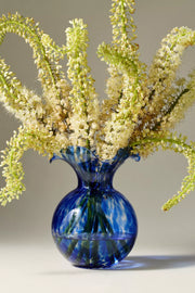 Hibiscus Glass Cobalt Tortoiseshell Medium Fluted Vase