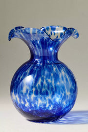 Hibiscus Glass Cobalt Tortoiseshell Large Fluted Vase