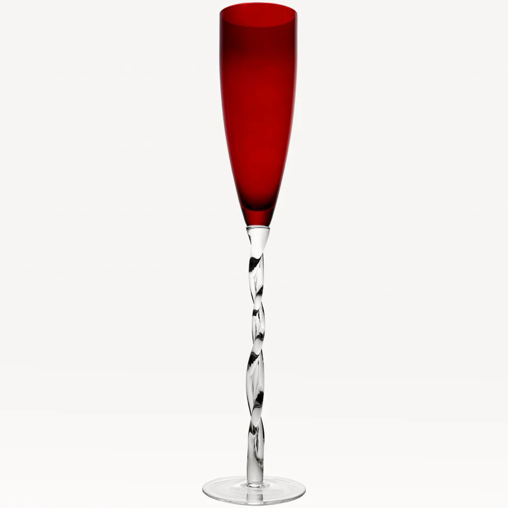 Red Adriana Champagne Glass, Sets of 4